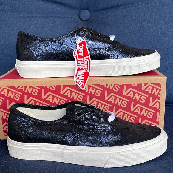 Vans Authentic Cracked Leather Black / Blue Men’s - Picture 2 of 16